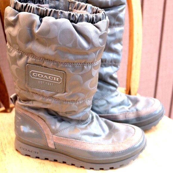 New Coach Demure Gray Nylon Boot Size Women’s 6 1/2 B - Picture 2 of 16